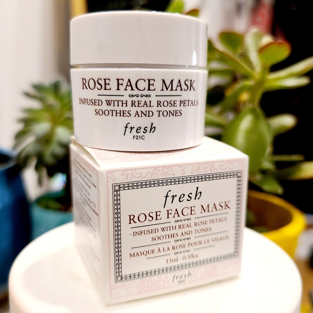 Fresh Rose Face Mask Infused w/ Rose Petals 0.5oz 15mL, Travel Size Mini, New!